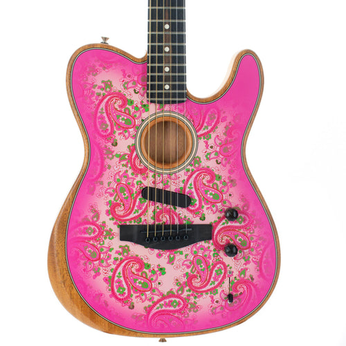 Fender Limited Edition Acoustasonic Telecaster Ebony With Bag, Pink Paisley