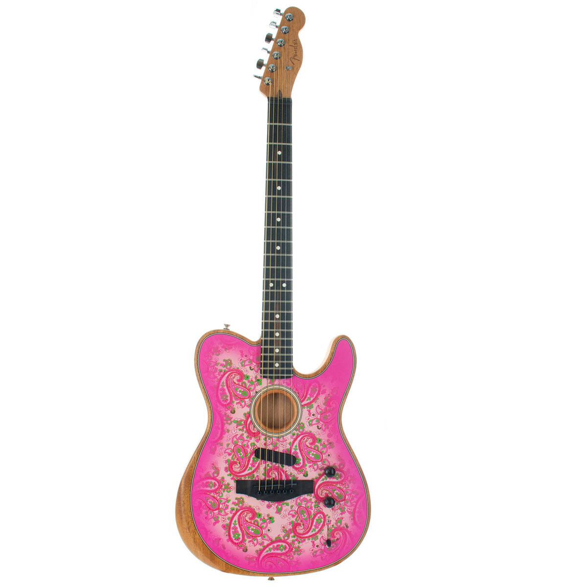 Fender Limited Edition Acoustasonic Telecaster Ebony With Bag, Pink Paisley