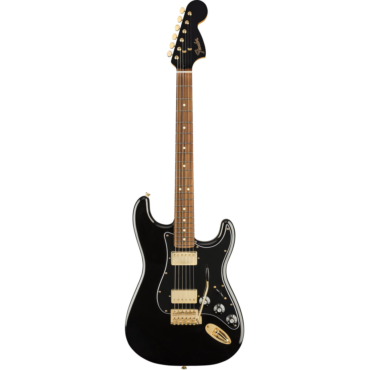 Fender Limited Mahogany Blacktop Stratocaster Pau Ferro, Black With Gold Hardware