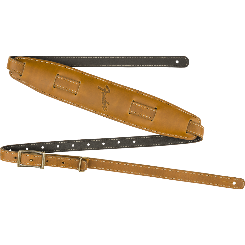 Fender® Mustang Vintage Saddle Strap, leren gitaarband, kleur: Butterscotch