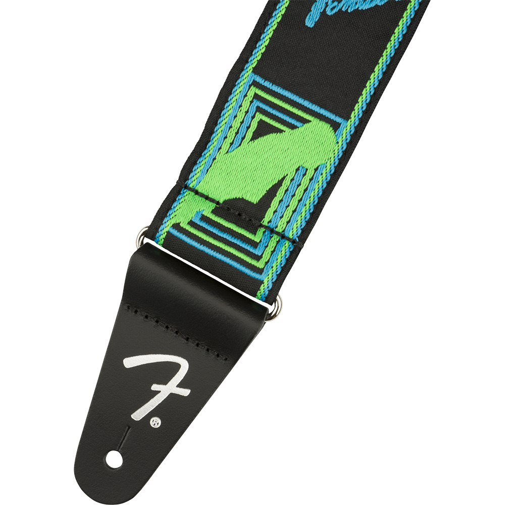 Fender Neon Monogrammed Strap, Green/Blue