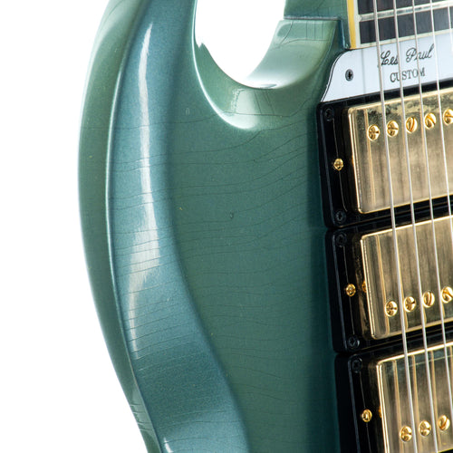 Gibson Custom SG Electric Guitar, Murphy Lab Light Aged Antique Pelham Blue, Maestro Vibrola Tailpiece