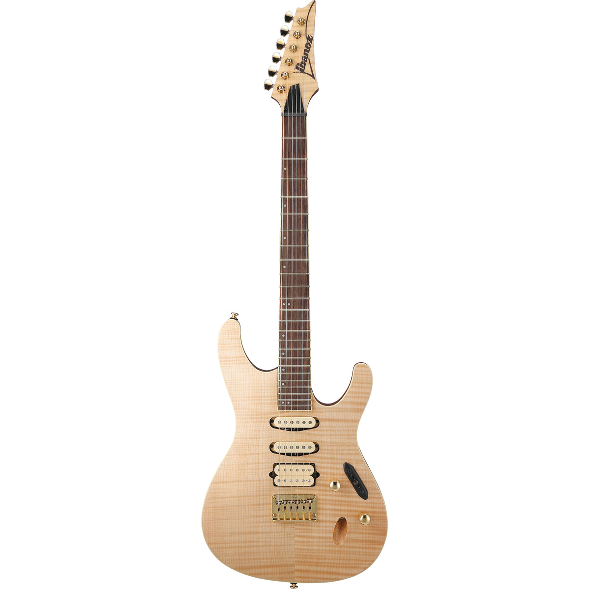 Ibanez S Standard Electric Guitar, Natural Flat, Flame Maple Top