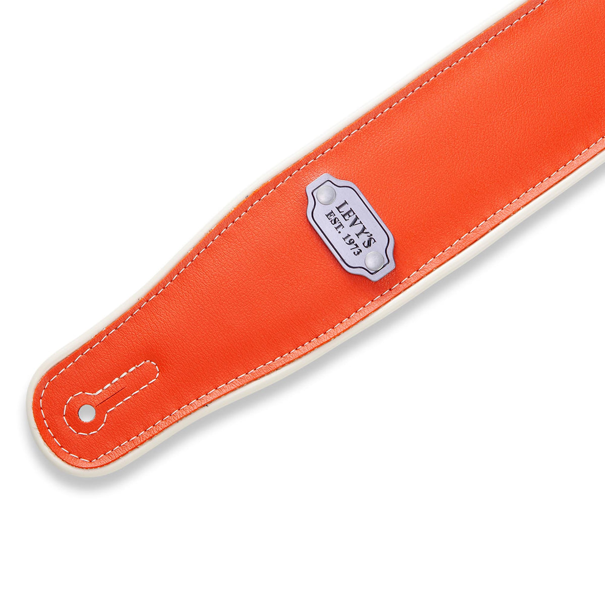 Levys 2 3/4 Inch Reversible Vinyl Guitar Strap Orange And Teal