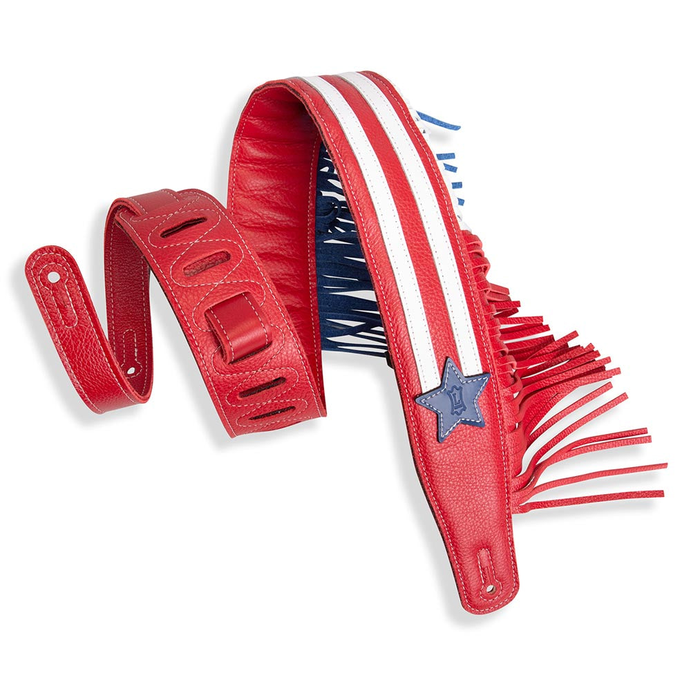 Levys 2.5 Inch Americana Fringe Guitar Strap Red White Blue