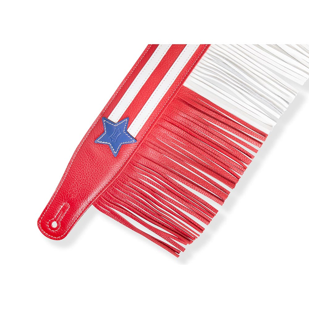 Levys 2.5 Inch Americana Fringe Guitar Strap Red White Blue