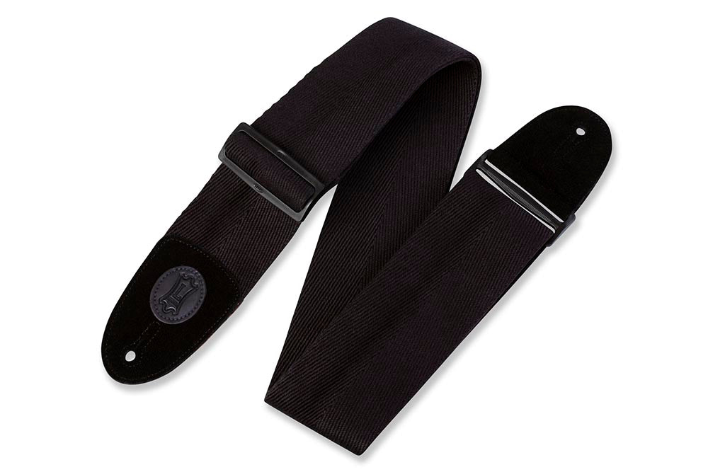 Levys 3 Inch Black Cotton Bass Guitar Strap