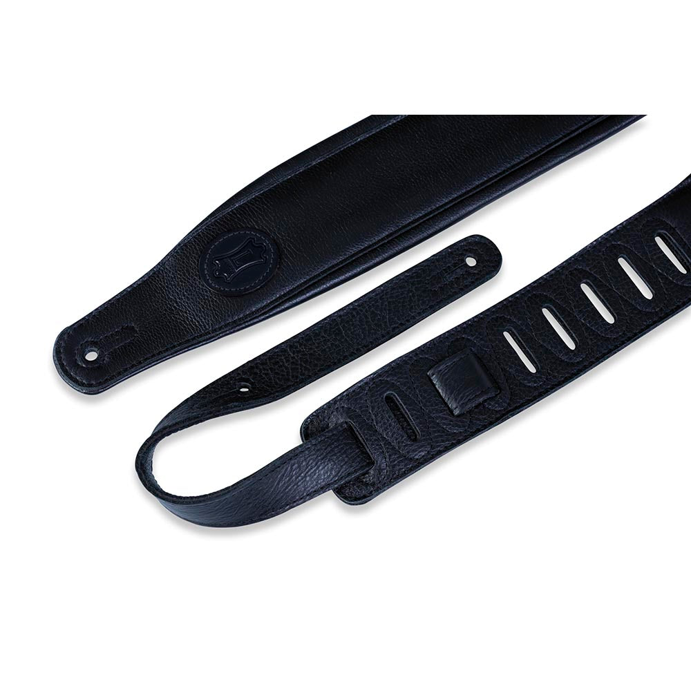 Levys 3 Inch Black Garment Leather Guitar Strap