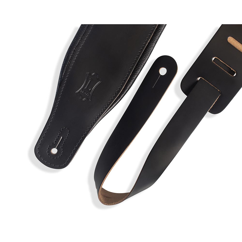 Levys 3 Inch Favorite Padded Black Leather Strap