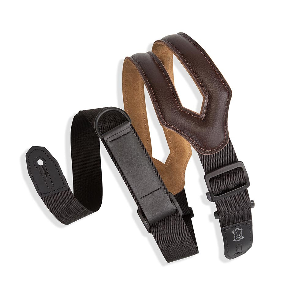 Levys 3 Inch Signature Series Garment Leather Guitar Strap Dark Brown