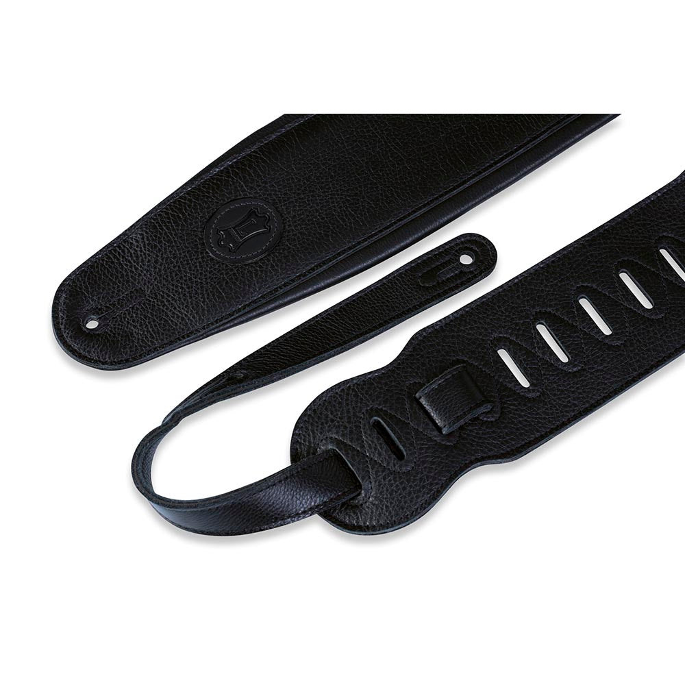 Levys 4.5 Inch Black Garment Leather Bass Guitar Strap