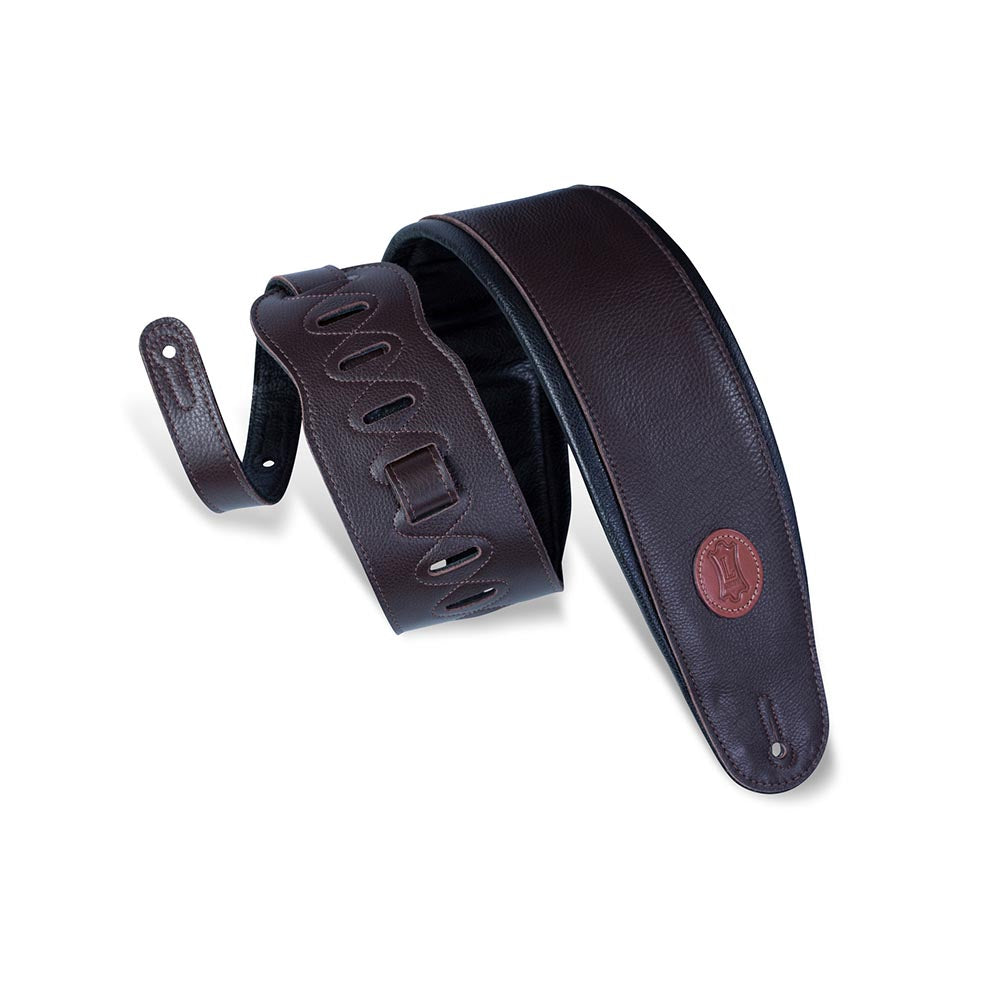 Levys 4.5 Inch Garment Leather Bass Strap With Foam Padding Dark Brown