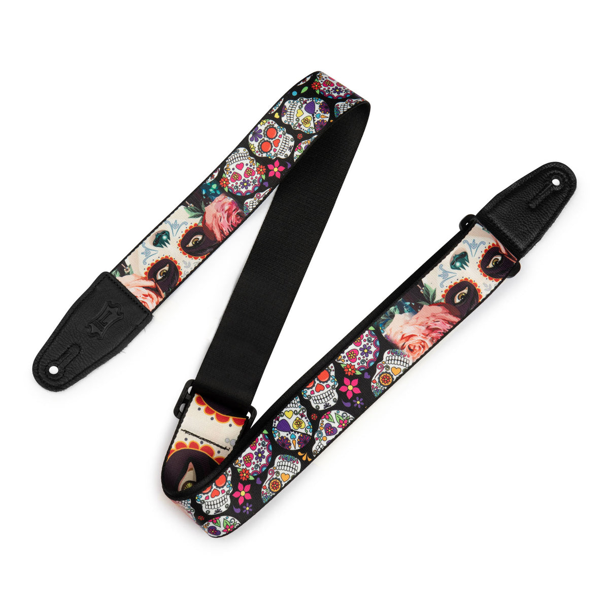 Levys Calaca Poly Guitar Strap With Eyes Design