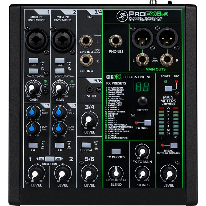 Mackie 6 Channel Professional Effects Mixer With USB