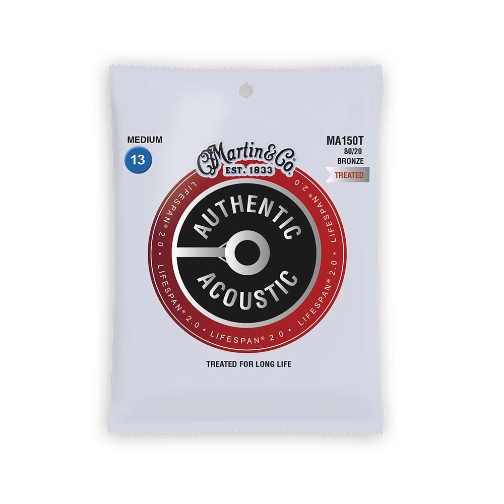 Martin Authentic Acoustic Lifespan 2.0 Treated 80/20 Bronze Guitar Strings, .013-.056 Medium