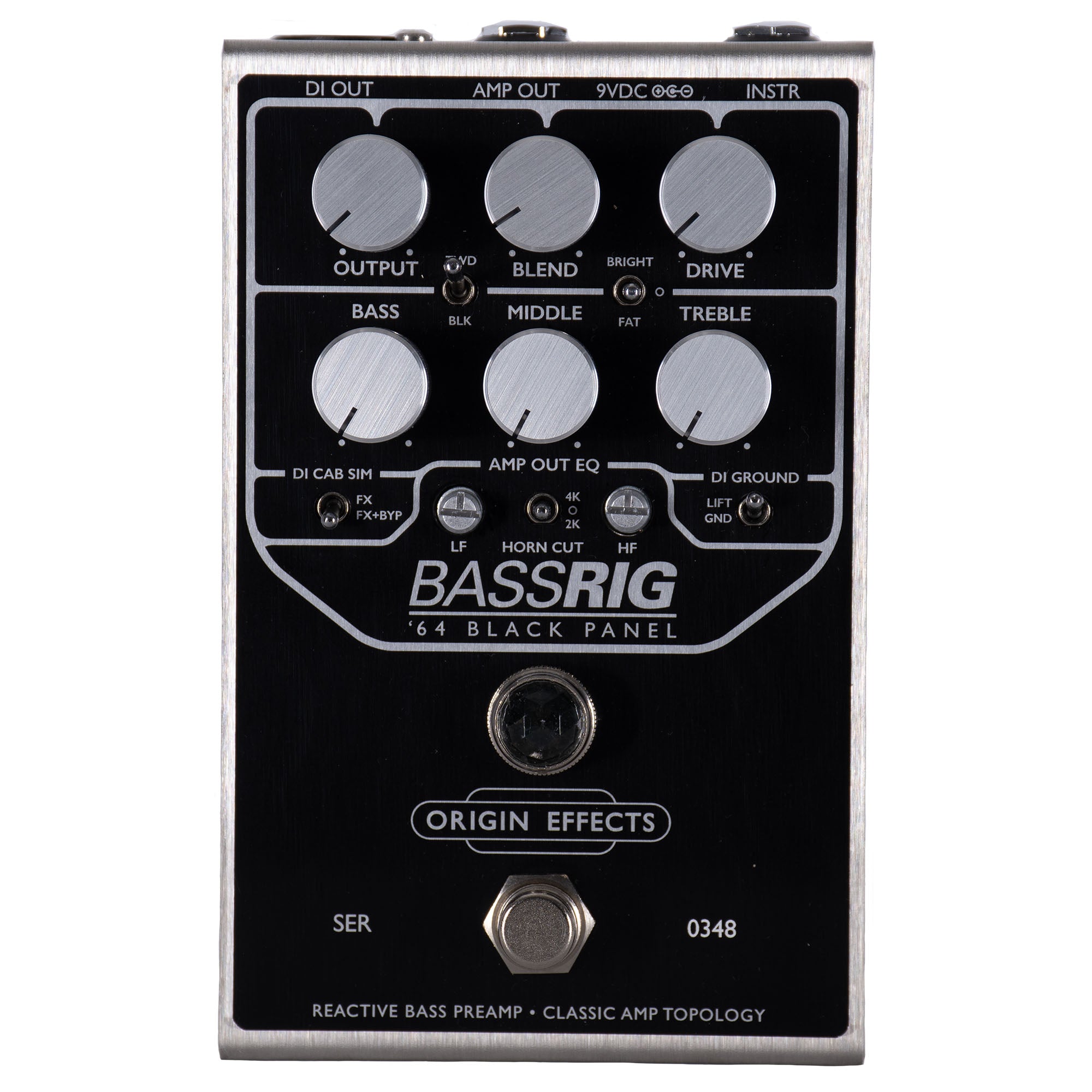 cab sim pedal bass Origin Effects BassRig '64 Black Panel Bass Preamp Pedal