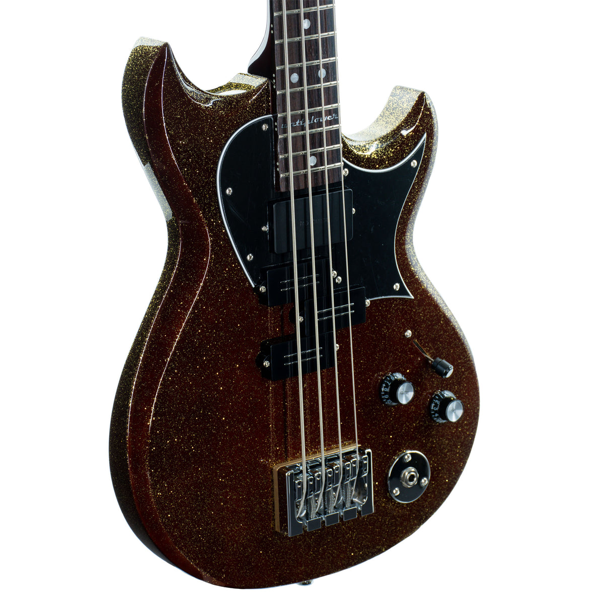 Reverend Mike Watt Wattplower Mark II Bass Guitar, Rosewood, Gloss Root Beer Sparkle