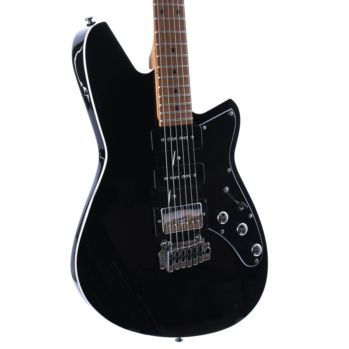 Reverend Six Gun HPP Roasted Maple Neck, Midnight Black