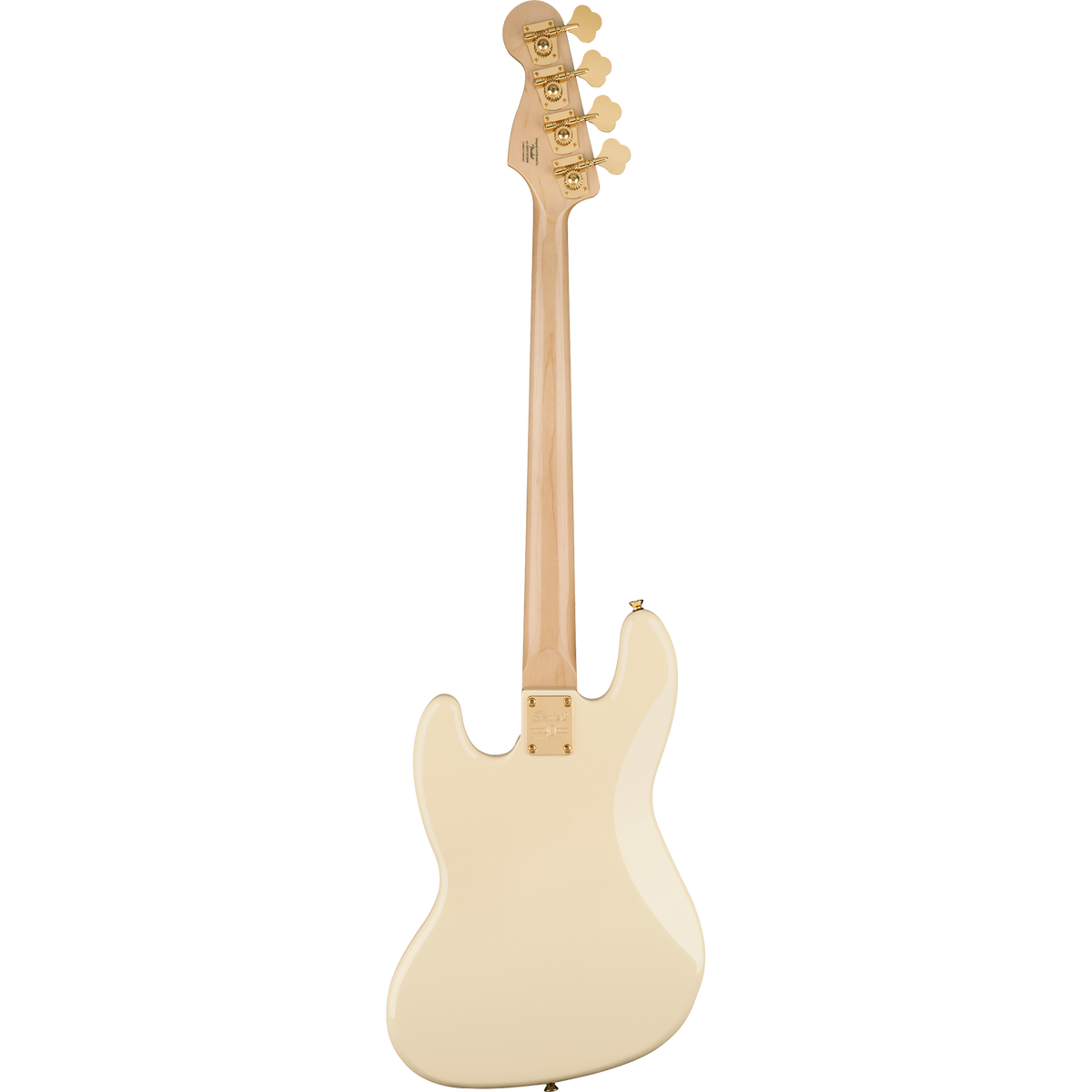 Squier 40th Anniversary Jazz Bass Guitar, Laurel, Gold Edition, Olympic White