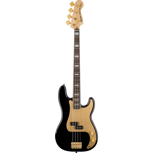 Squier 40th Anniversary Precision Bass, Laurel, Gold Edition, Black