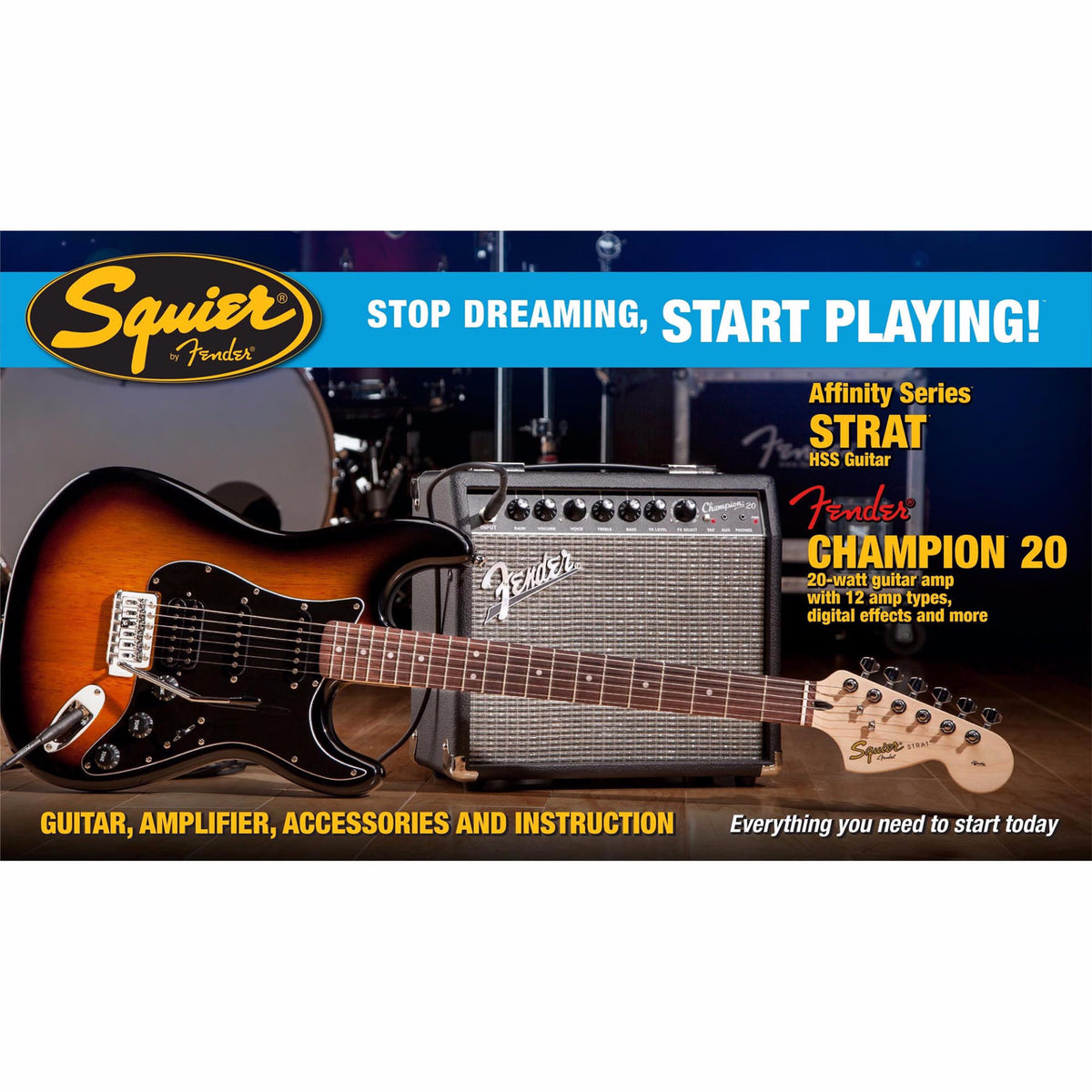 Squier Affinity Strat HSS With Fender Champion