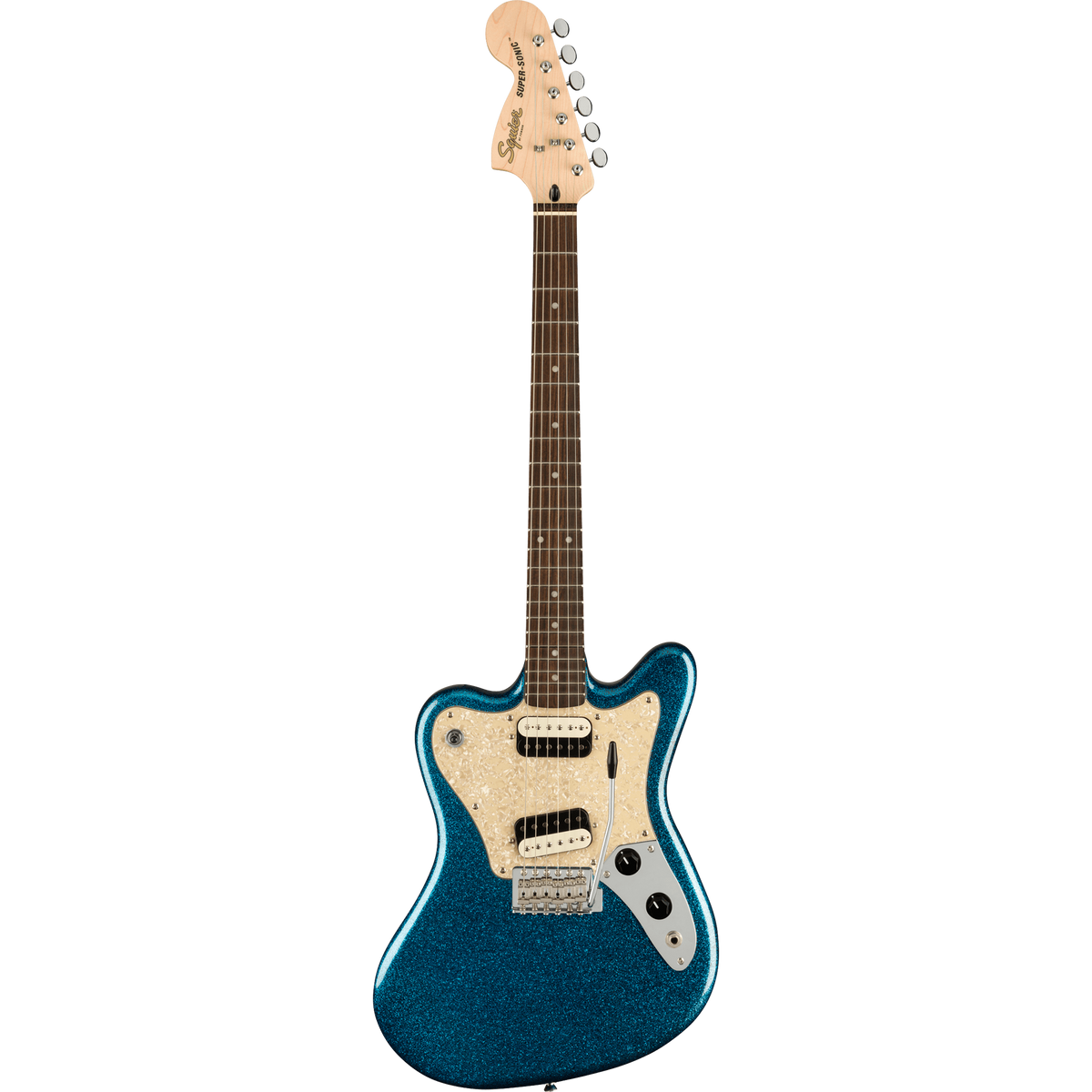 Squier Paranormal Super-Sonic, Laurel, Pearloid Pickguard, Blue Sparkle