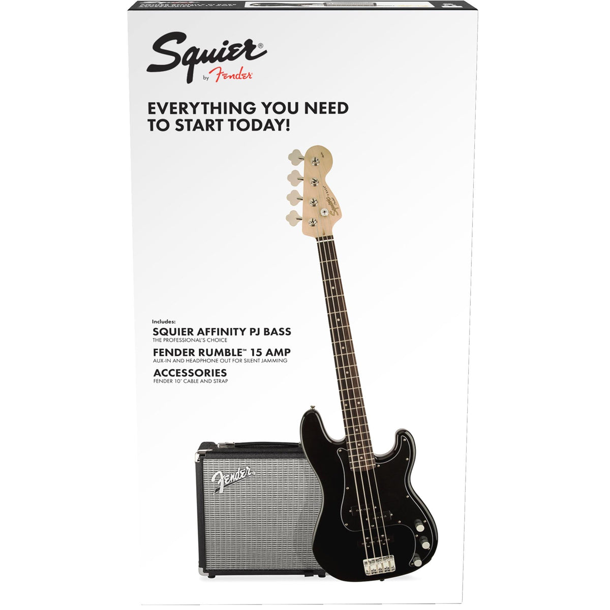 Squier Precision Bass Pj Pack With Rumble 15 V3 - Black - 120V