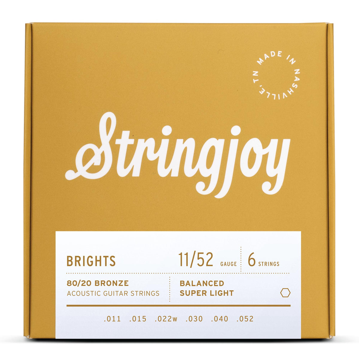 Stringjoy 11-52 Super Light Acoustic Bright Brass Strings
