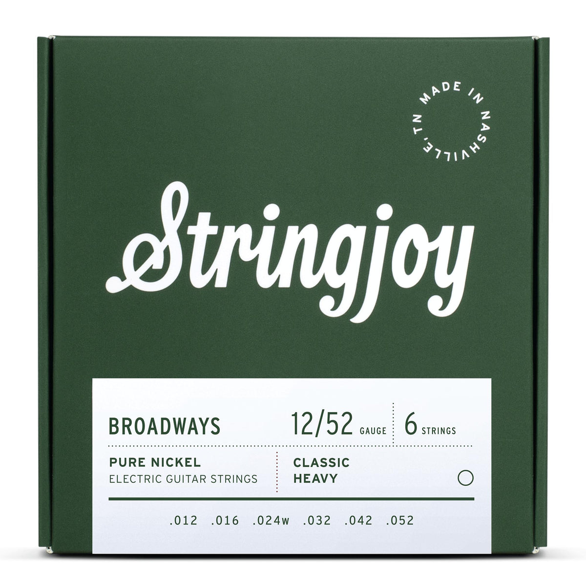 Stringjoy 12-52 Heavy Broadway Pure Nickel Electric Strings