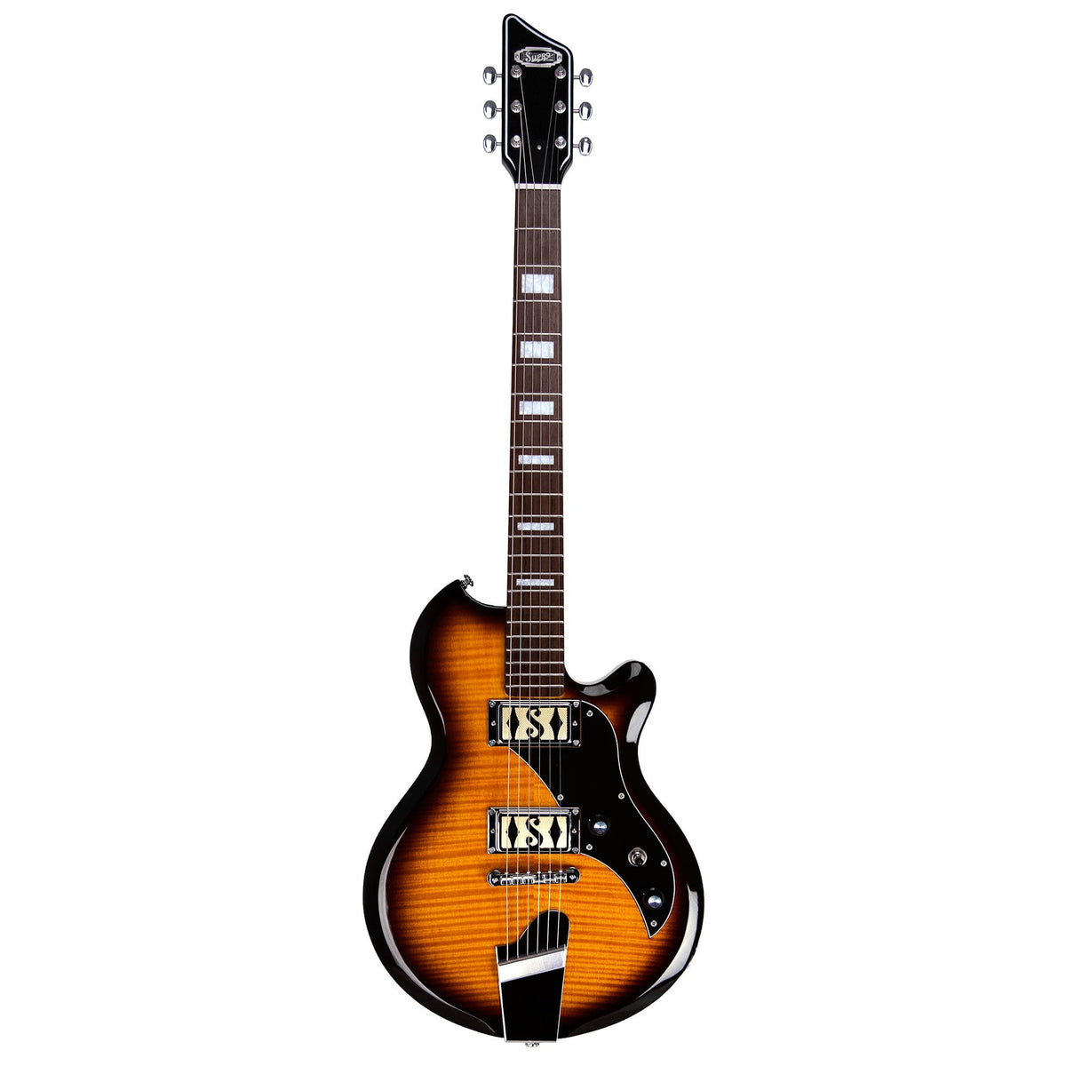 Supro Island Series Westbury Guitar - Double Pickup - Flame Maple Tobacco Burst - Free Gig-Bag