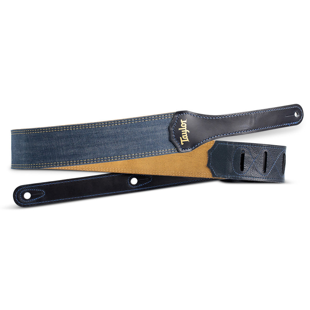 Taylor Blue Denim Strap, Gold Logo 2 Inch