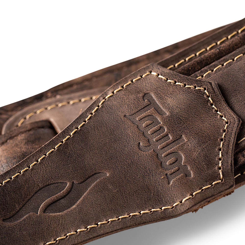 Taylor Element Distressed Leather Strap 2.5 Inch, Dark Brown