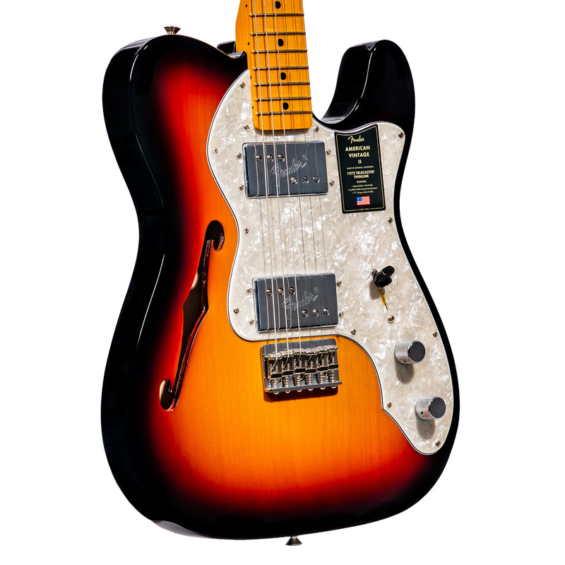 Fender American Vintage II 1972 Telecaster Thinline Electric Guitar, Maple, 3 Color Sunburst