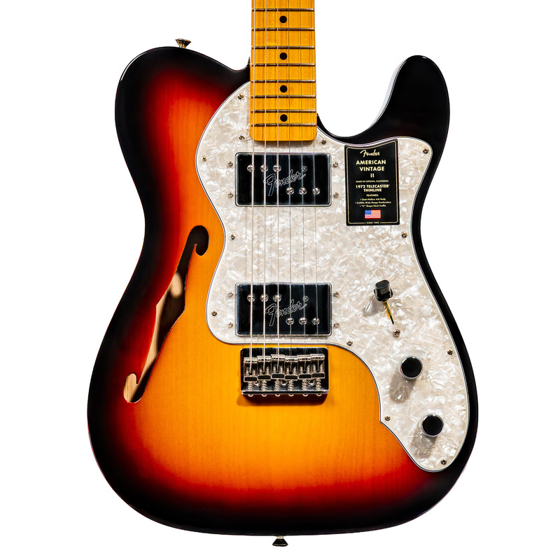 Fender American Vintage II 1972 Telecaster Thinline Electric Guitar, Maple, 3 Color Sunburst