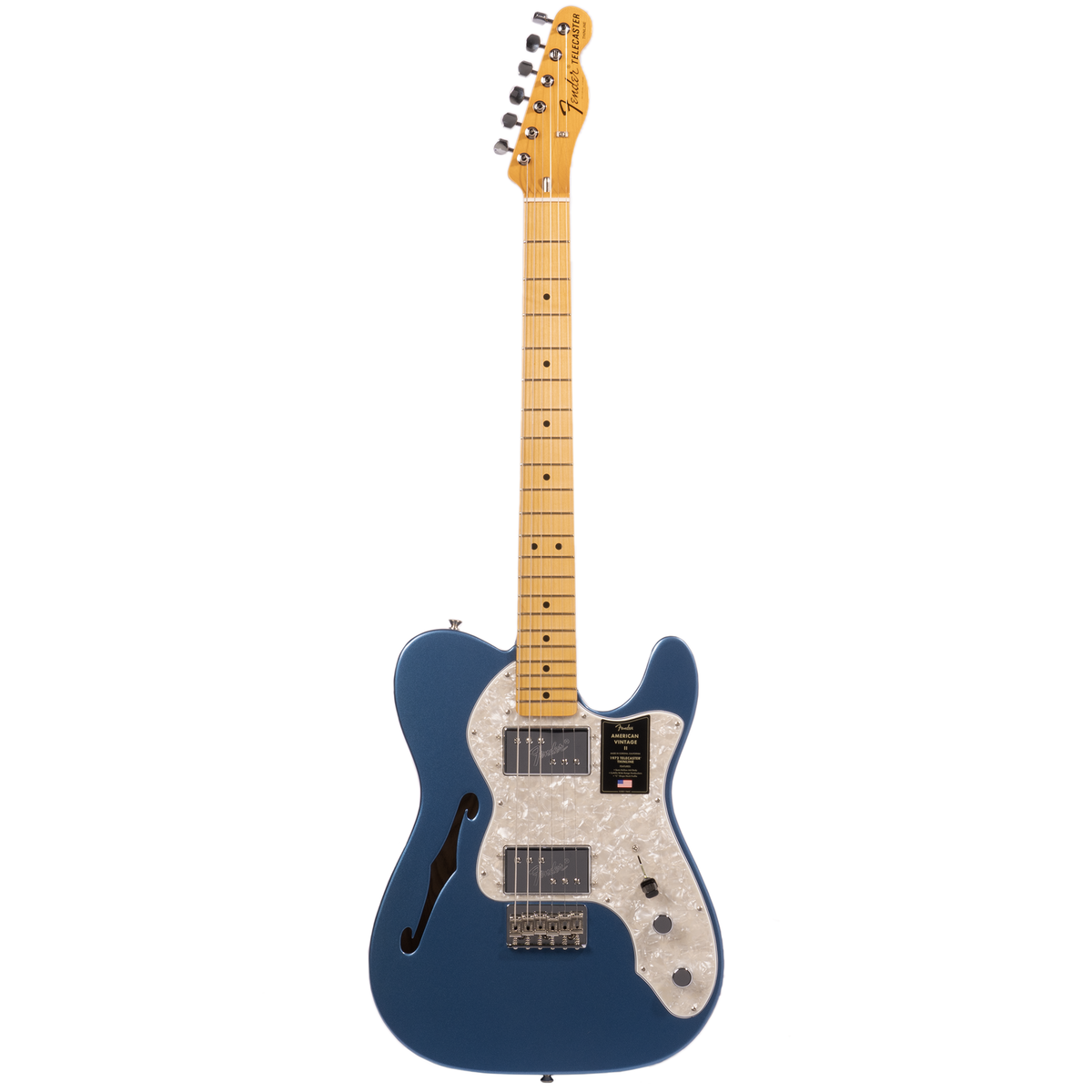 Fender American Vintage II 1972 Telecaster Thinline Electric Guitar, Maple, Lake Placid Blue