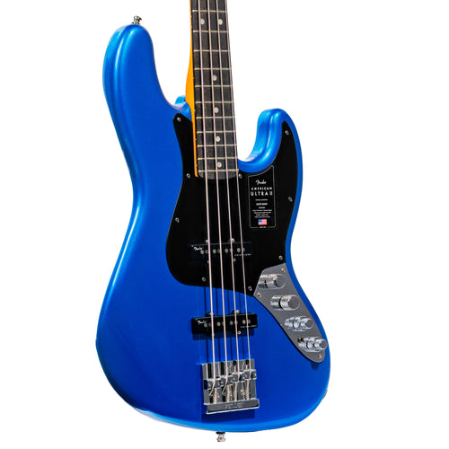 Fender American Ultra II Jazz Bass Guitar, Ebony Fingerboard, Noble Blue