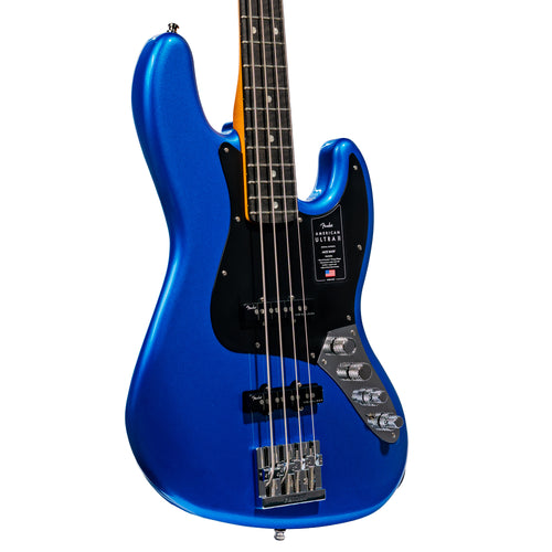 Fender American Ultra II Jazz Bass Guitar, Ebony Fingerboard, Noble Blue