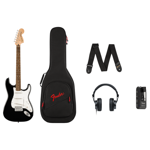 Squier Affinity Series Stratocaster Mustang Micro Pack, Laurel Fingerboard, Black