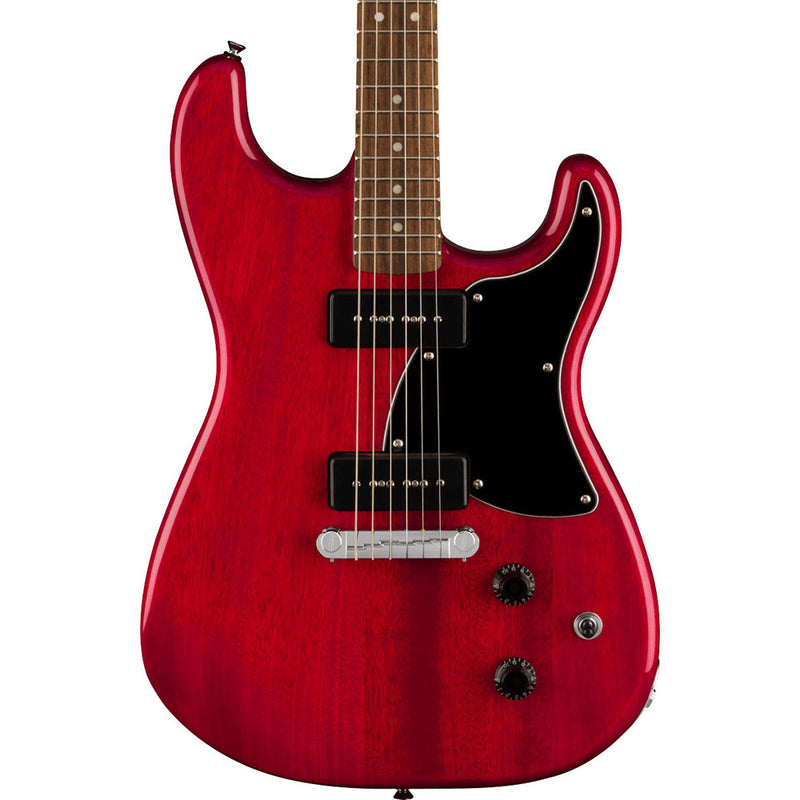 Squier Paranormal Strat-O-Sonic Electric Guitar, Laurel Fingerboard, Crimson Red Transparent