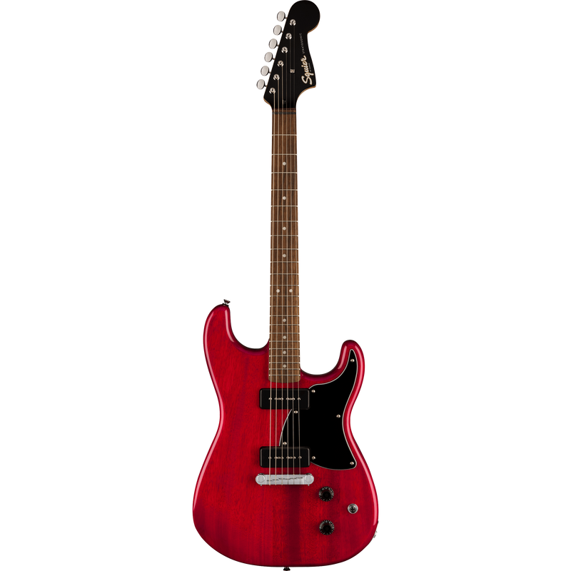 Squier Paranormal Strat-O-Sonic Electric Guitar, Laurel Fingerboard, Crimson Red Transparent