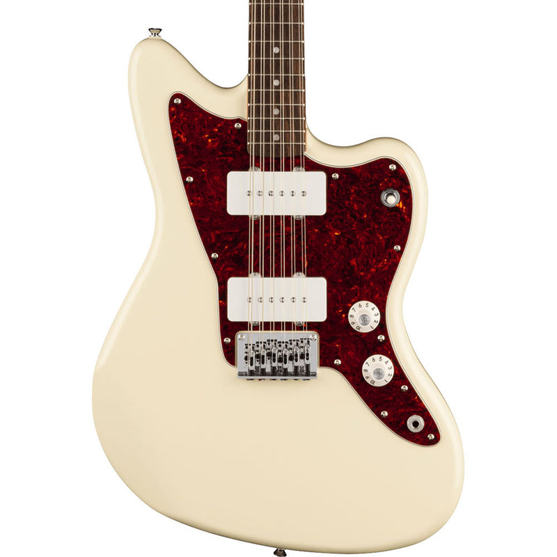 Squier Paranormal Jazzmaster XII 12-String Electric Guitar, Tortoise Pickguard, Olympic White
