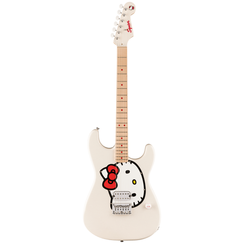 Squier Limited Edition Hello Kitty Stratocaster Electric Guitar, Maple Fingerboard, White