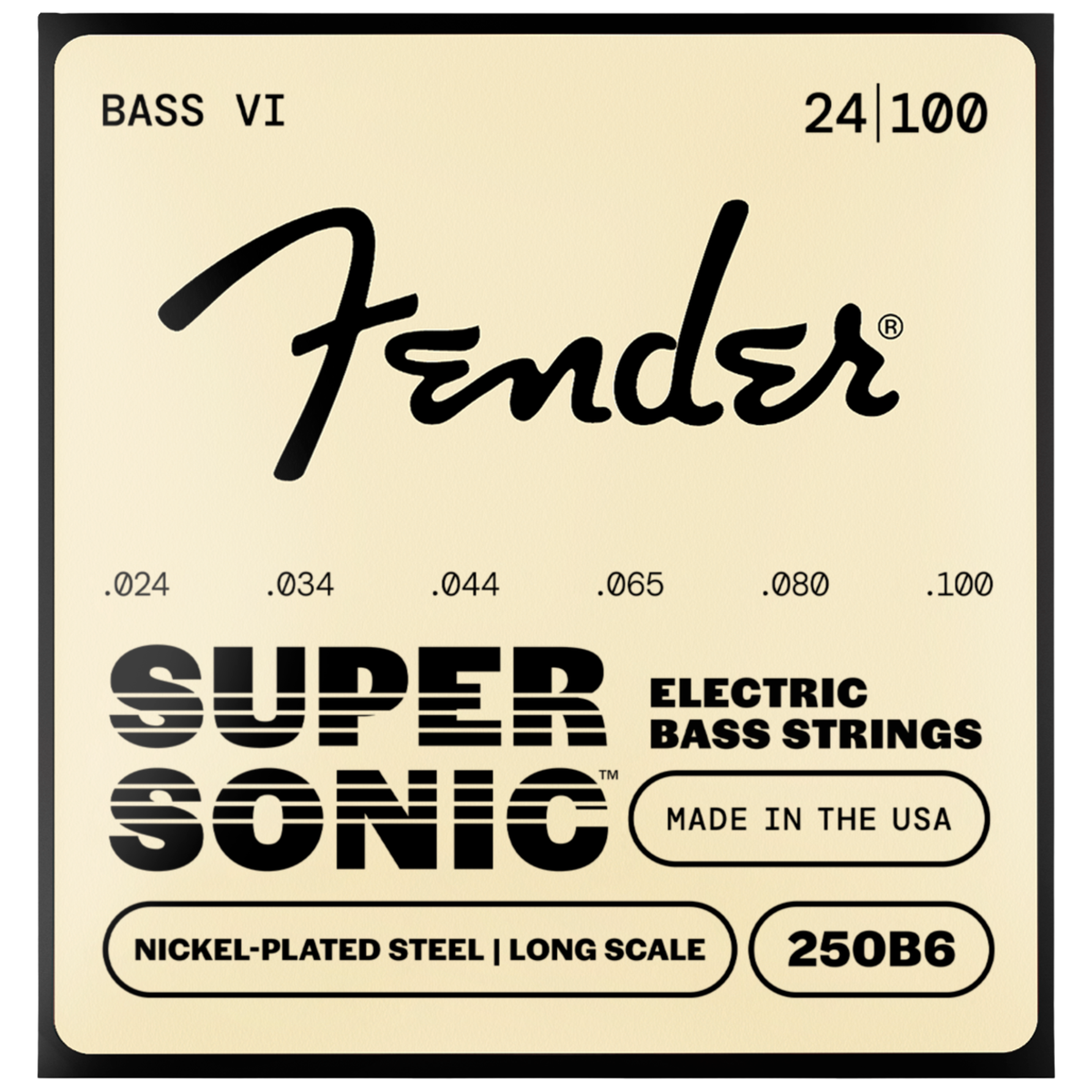 Fender SuperSonic 250B6 Nickel-Plated Steel Bass VI Strings, 24-100