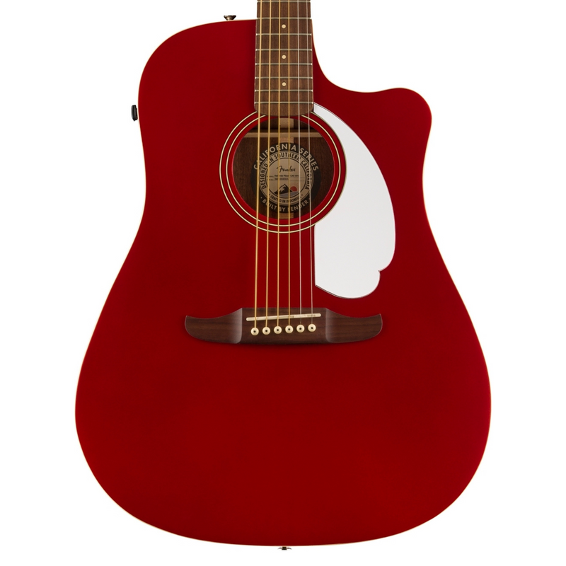 Fender Redondo Player Acoustic-Electric Guitar, Walnut Fingerboard, Candy Apple Red