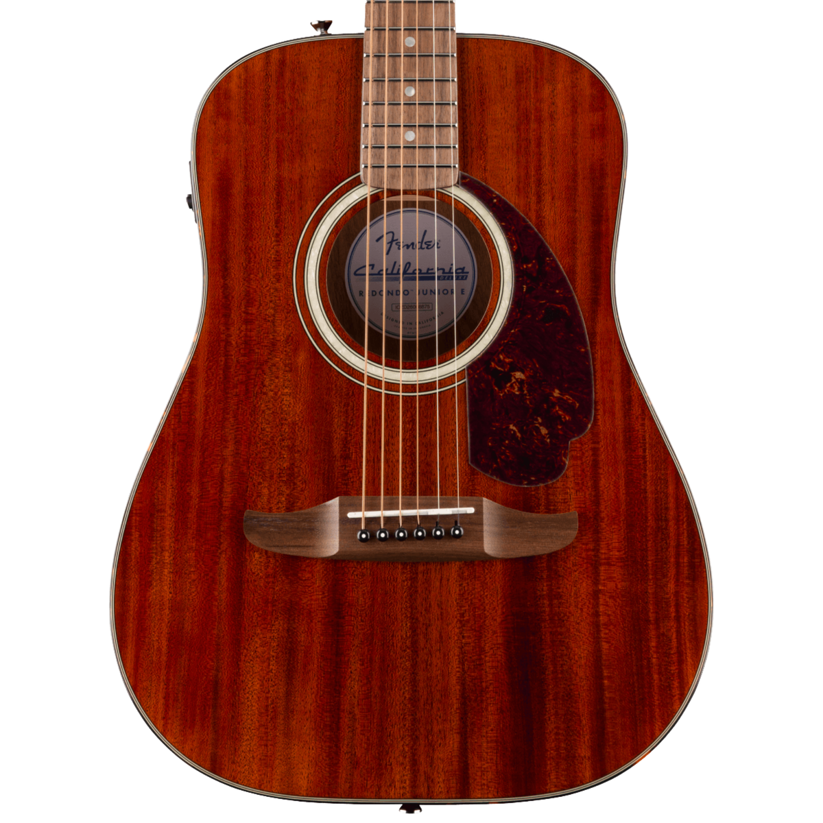 Fender California Deluxe Redondo Jr. E Acoustic-Electric Guitar, Natural Mahogany