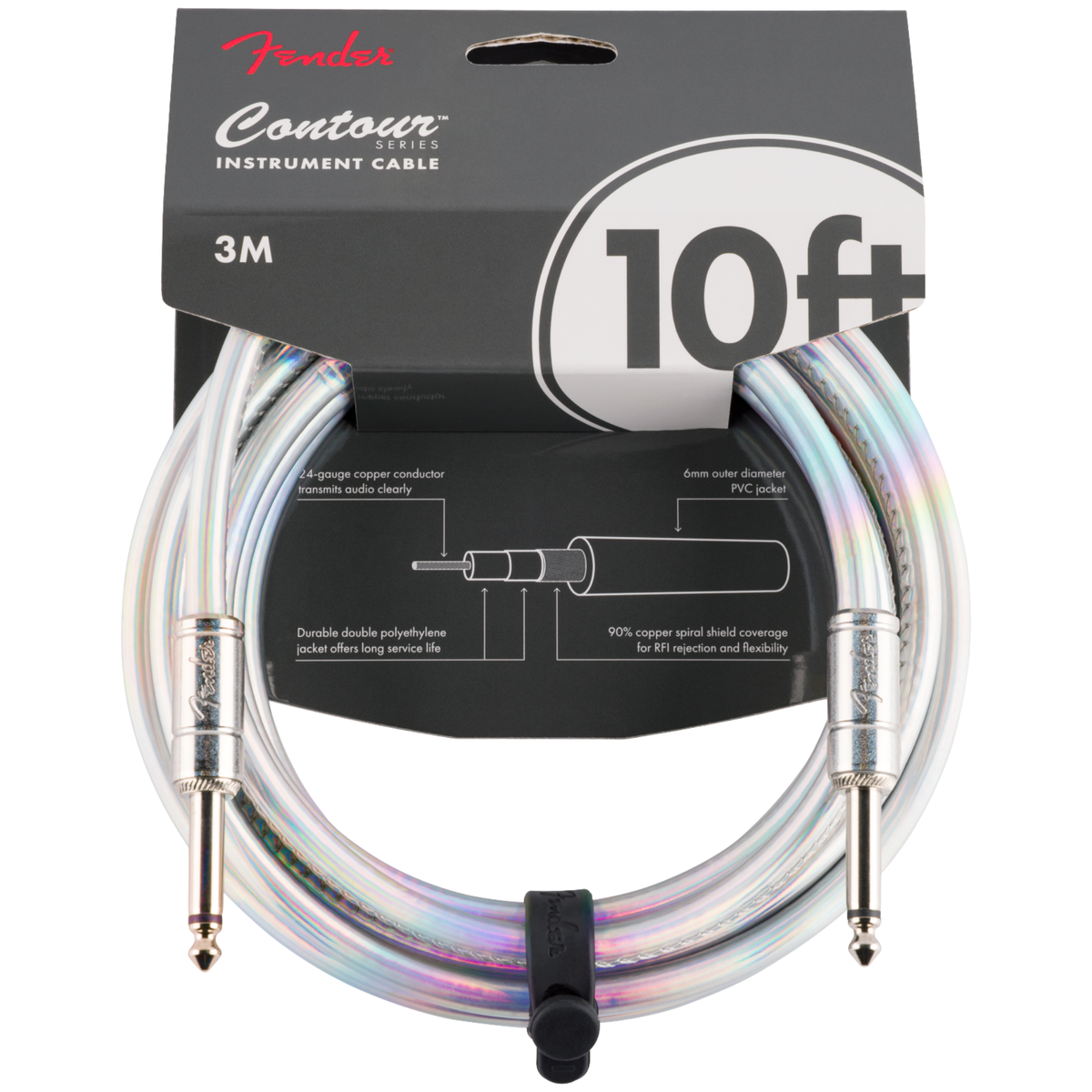Fender Contour Galaxy 10' Instrument Cable, Iridescent