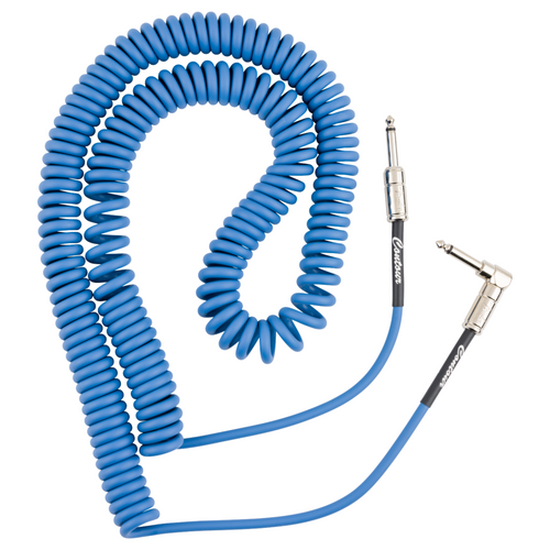 Fender Contour Series 30' Coiled Instrument Cable, Lake Placid Blue