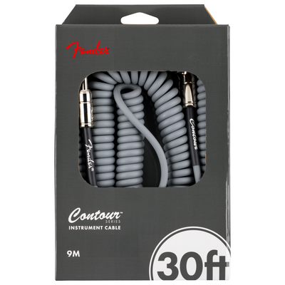 Fender Contour Series 30' Coiled Instrument Cable, Inca Silver