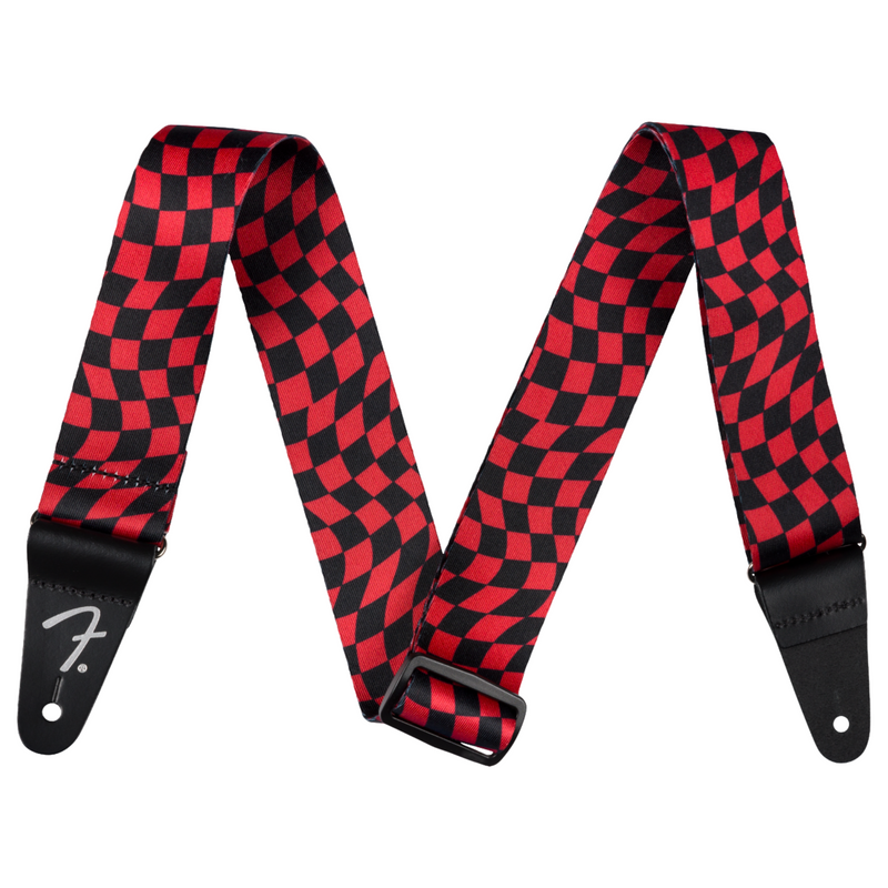 Fender Wavy Checkerboard Polyester Strap, Red