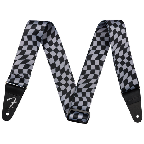 Fender Wavy Checkerboard Polyester Strap, Gray